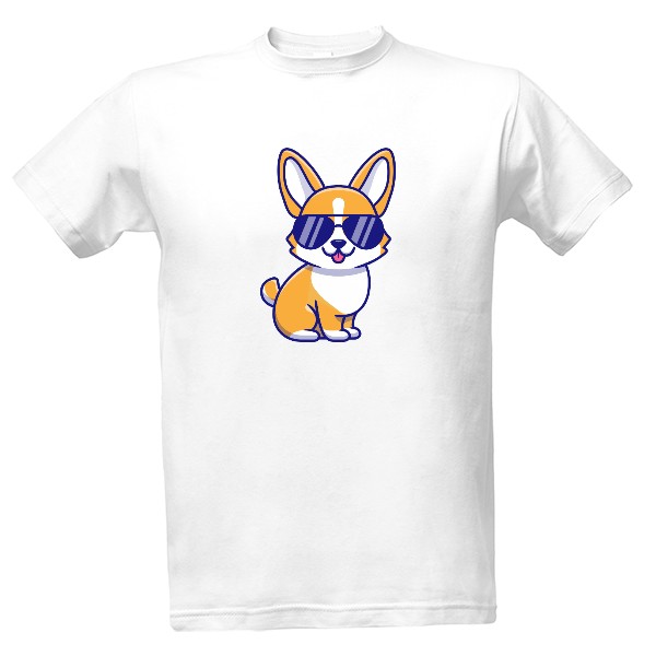 Tričko s potiskem Corgi brýle