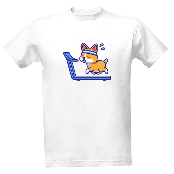 Tričko s potiskem Corgi cvičí
