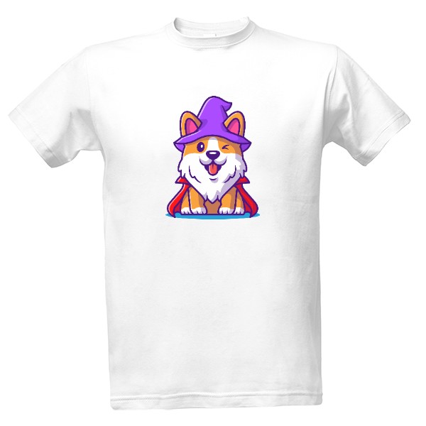 Tričko s potiskem Corgi kouzelník