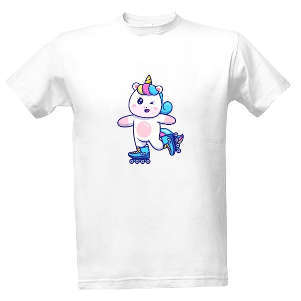 Tričko s potiskem Jednorožec brusle